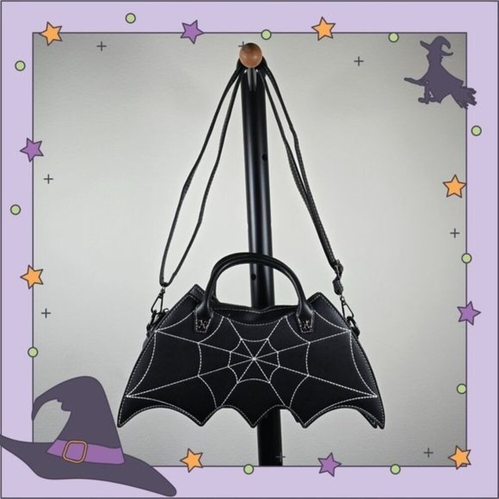 🎃 Bat Crossbody / Handbag With‎ Spider Web Design (NWOT)